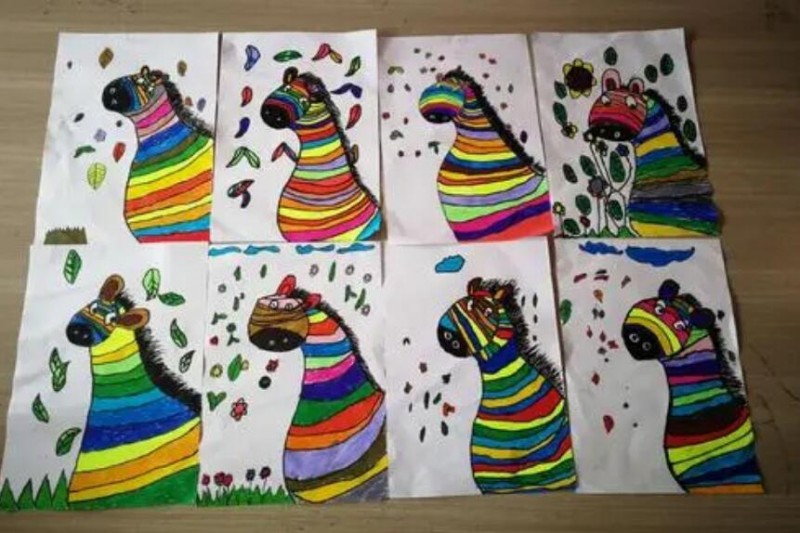 彩色斑马儿童美术