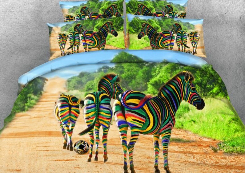 彩色斑马儿童美术