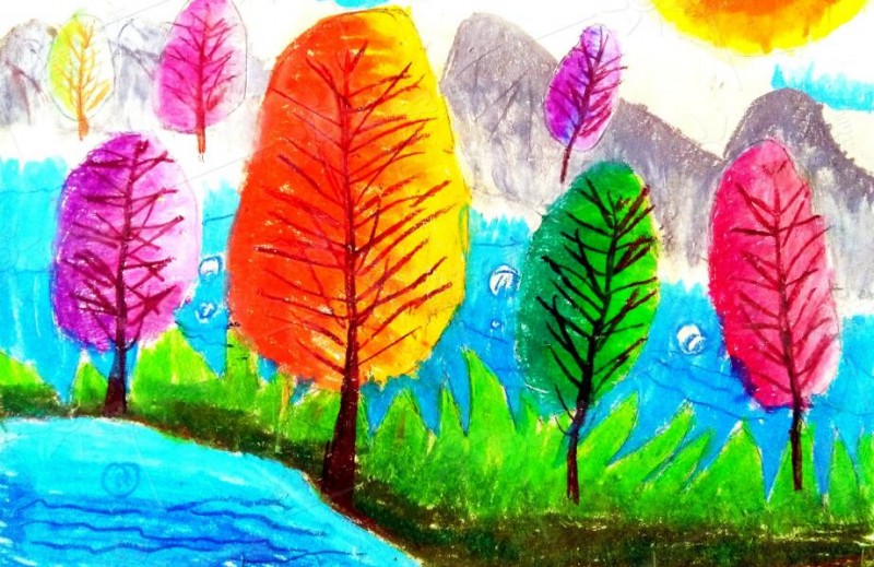 彩色斑马儿童美术